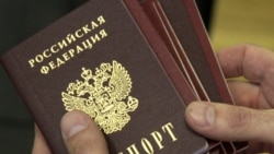 ROSTOV REGION, RUSSIA - JUNE 14, 2019: Russian passports for residents of the Lugansk People's Republic (LPR) at a passport distribution center in Novoshakhtinsk. Alexander Reka/TASS